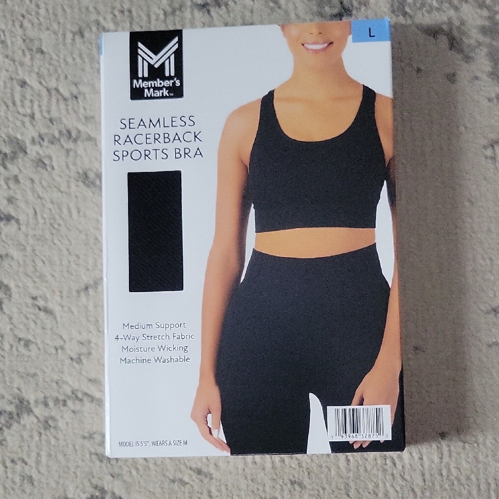 Member's Mark Black Seamless Racerback Sports Bra